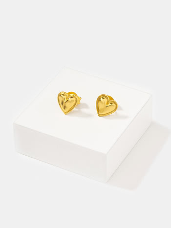 You and Your Cute Snorts Heart Stud Earrings in Gold Plated 925 Silver