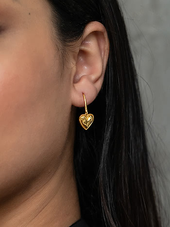 You and Your Clumsy Spills Heart Earrings in Gold Plated 925 Silver