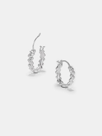 You and Your Happy Squeals Heart Hoop Earrings in 925 Silver