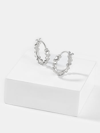 You and Your Happy Squeals Heart Hoop Earrings in 925 Silver