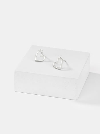 You and Your Loud Thoughts Stud Heart Earrings in 925 Silver