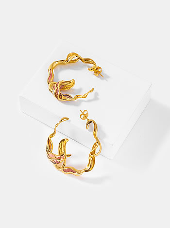 Forged by Sacrifice Hoop Earrings in Gold Plated 925 Silver