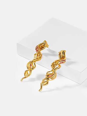 Forged by Barriers Earrings in Gold Plated 925 Silver