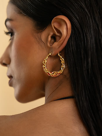 Forged by Barriers Hoop Earrings in Gold Plated 925 Silver