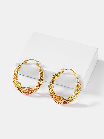 Forged by Barriers Hoop Earrings in Gold Plated 925 Silver