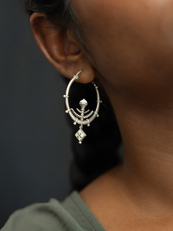 Chakra Earrings in Oxidised 925 Silver