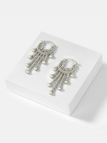 Mandapa Pillar Earrings in Oxidised 925 Silver