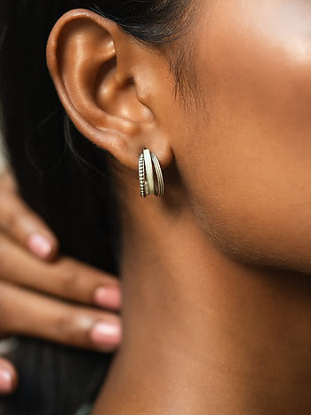 Gulika Stambh Pole Hoop Earrings in Oxidised 925 Silver
