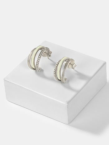 Gulika Stambh Pole Hoop Earrings in Oxidised 925 Silver