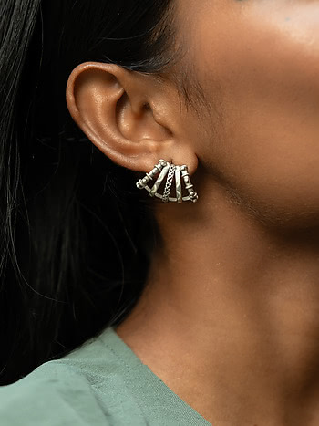 Shreni Stud earrings in Oxidised 925 Silver