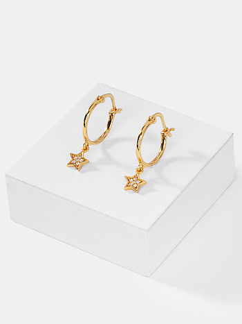 Starry Eyed Hoop Earrings in Gold Plated 925 Silver