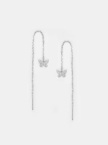 Fluttering Wings Butterfly Sui Dhaga Earrings in Rhodium Plated 925 Silver