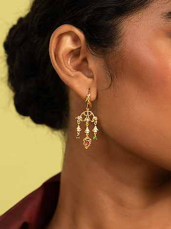 Baraat Babe Aunty Earrings in Gold Plated 925 Silver