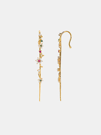 Drops of Nostalgia 7 Stone Earcuffs in Gold Plated 925 Silver