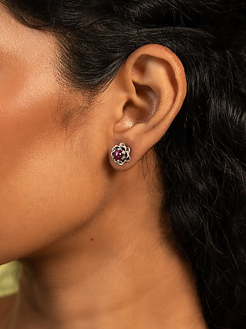 Oxidised Rise Above Abuse Studs in 925 Silver