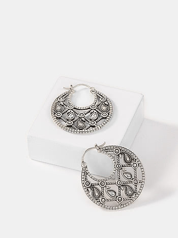 Mauj Masti Hoop Earrings in 925 Oxidised Silver