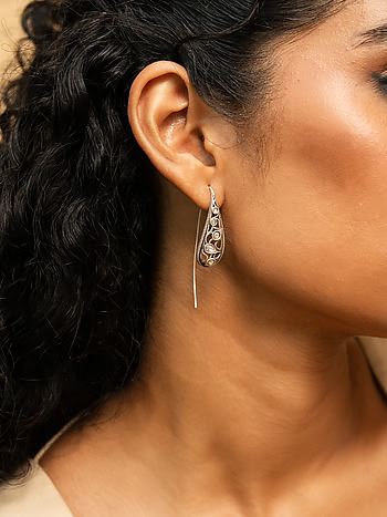 Chehel Pehel Earrings in 925 Oxidised Silver