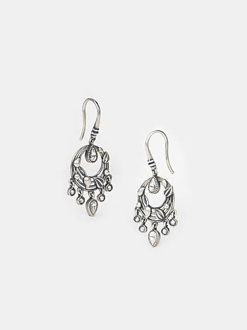 Jhoom Earrings in 925 Oxidised Silver