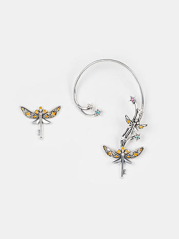 Winged Key Earcuff in 925 Silver