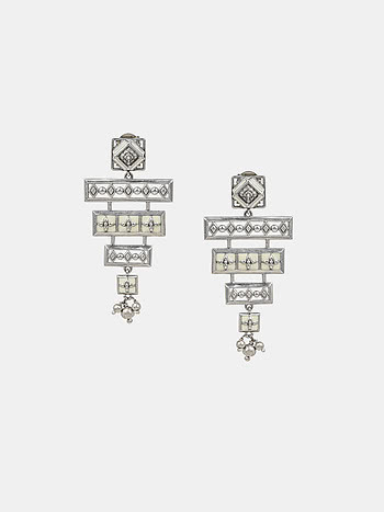 Sesayana Sculpture Earrings in Oxidised 925 Silver