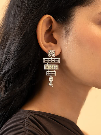 Sesayana Sculpture Earrings in Oxidised 925 Silver