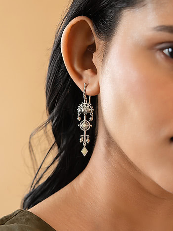 Kostha Window Earrings in Oxidised 925 Silver