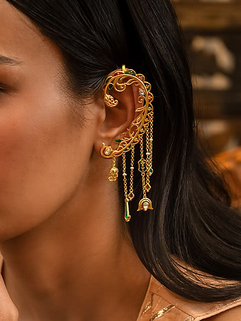 Mangani Mahul Mismatch Earcuffs in Gold Plated 925 Silver