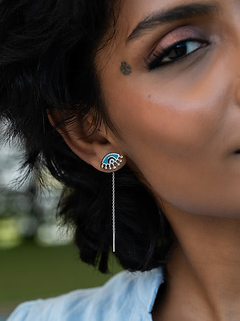 No Bad Vibes Evil Eye Earrings in 925 Silver