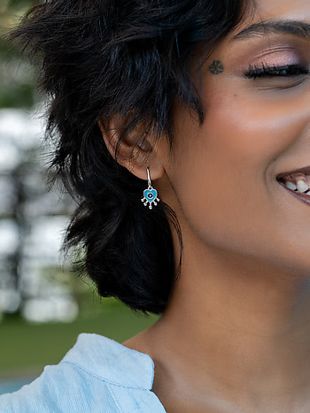 Hex Off Nazar Evil Eye Earrings in 925 Silver