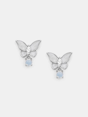 Zaynab Butterfly and Flower 925 Silver Earrings