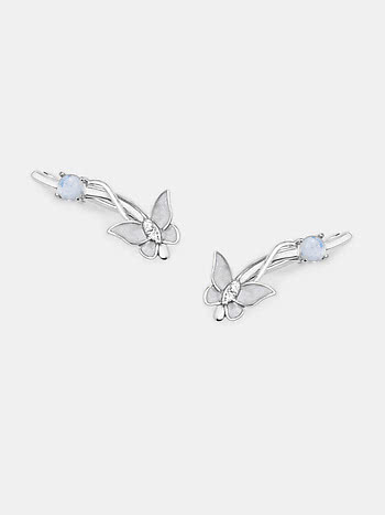 Mariposa Butterfly and Flower 925 Silver Earrings