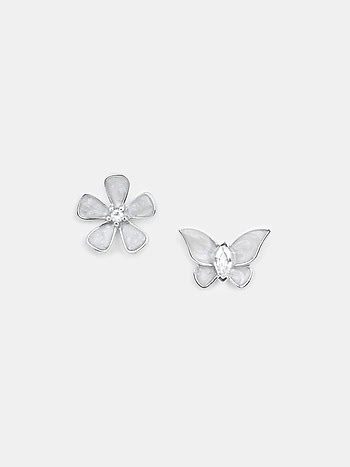 Willow Flower and Butterfly 925 Silver Earrings