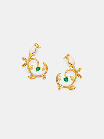 Meigui Rose Earrings Crafted in Gold Plated 925 Silver