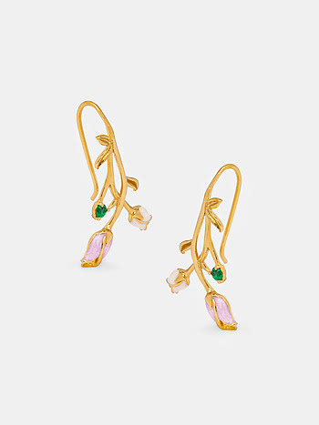 Gulab Rose Earrings Crafted in Gold Plated 925 Silver