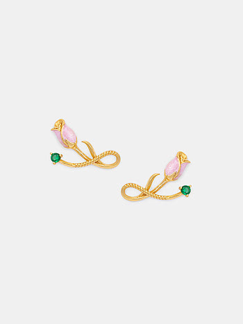 Rose Earrings Crafted in Gold Plated 925 Silver