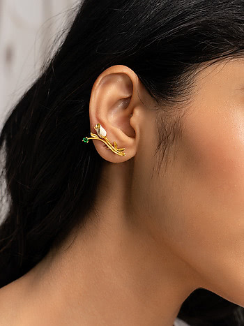Sevti Rose Earrings Crafted in Gold Plated 925 Silver