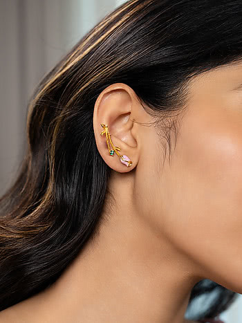 Gulabo Rose Earrings Crafted in Gold Plated 925 Silver