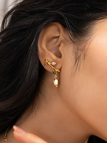 Nasrin Rose Earrings Crafted in Gold Plated 925 Silver