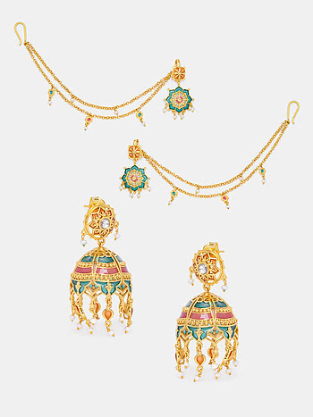 Sahiba Earrings In Gold Plated 925 Silver