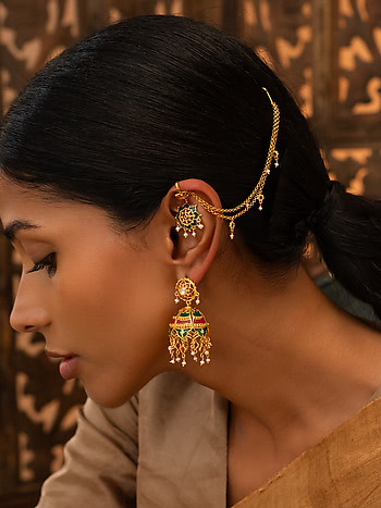 Sahiba Earrings In Gold Plated 925 Silver