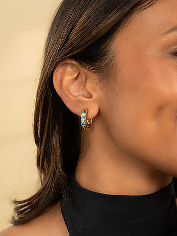 Azure Hoop Earrings Crafted in Gold Plated 925 Silver