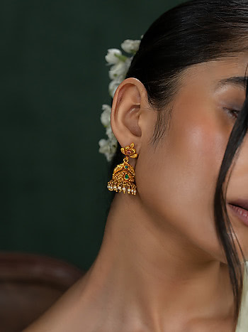 Ritika Jhumka Earrings in Gold Plated 925 Silver