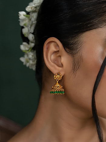 Idhika Jhumka Earrings in Gold Plated 925 Silver