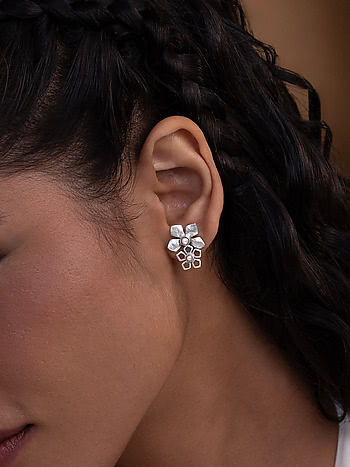 Valentina T Earrings in 925 Oxidised Silver