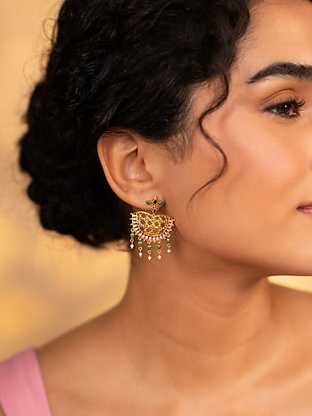 Vastrakala Earring in Gold Plated 925 Silver