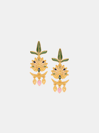 Mayura Chandbali Earrings in Gold Plated 925 Silver