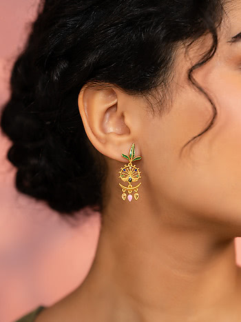 Mayura Chandbali Earrings in Gold Plated 925 Silver