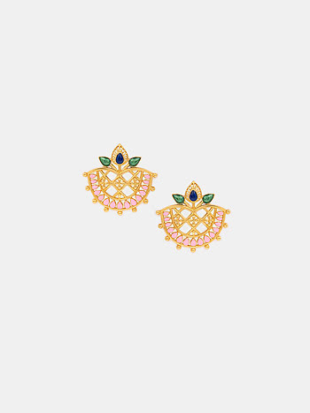 Vastrakala Stud Earrings in Gold Plated 925 Silver