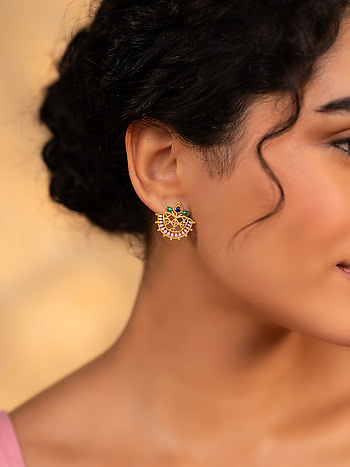 Vastrakala Stud Earrings in Gold Plated 925 Silver