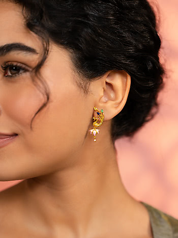 Mayura Kunj Earring in Gold Plated 925 Silver